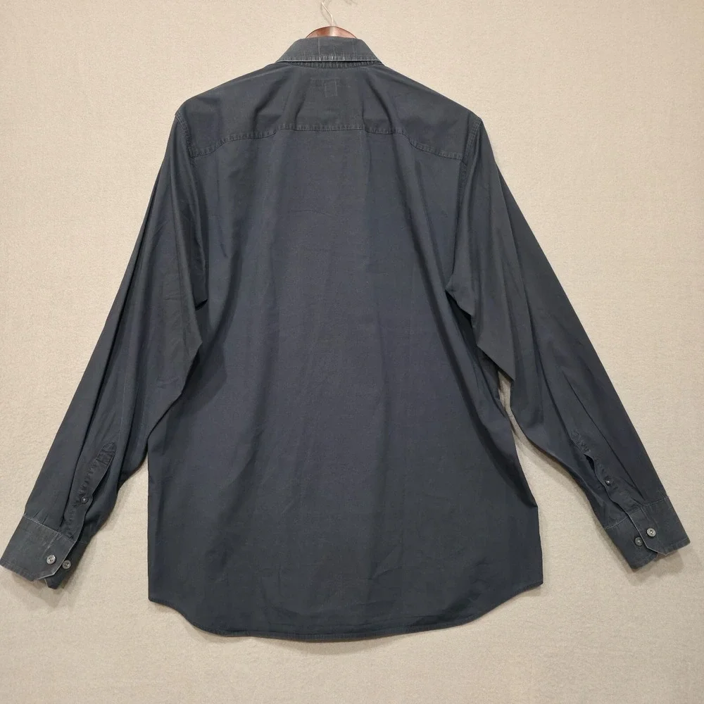 Banana Republic Mens Slim Fit Black Long Sleeve Button Up Dress Shirt Sz 16-16.5
